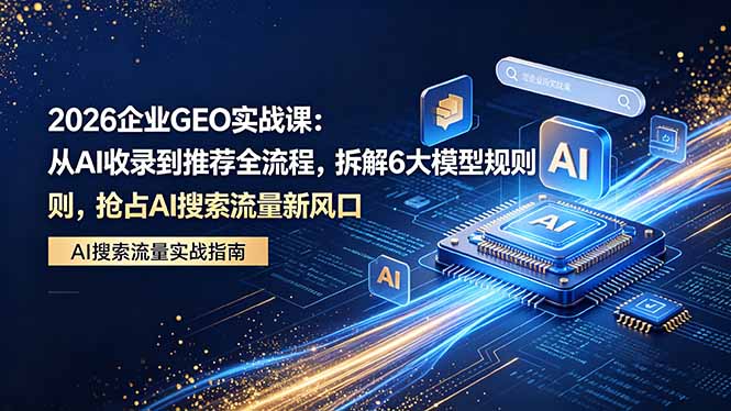 2026 企业GEO实战课：从AI收录到推荐全流程，拆解6大模型规则，抢占 AI 搜索流量新风口-云阁资源网