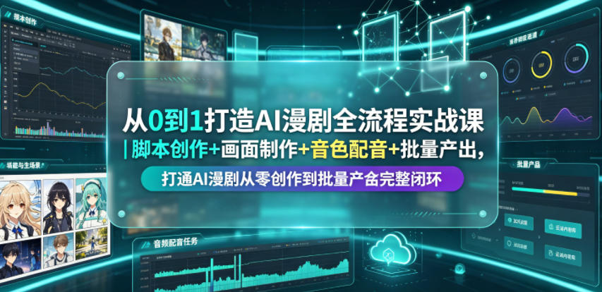 从0到1打造AI漫剧全流程实战课｜脚本创作+画面制作+音色配音+批量产出，打通AI漫剧从零创作到批量量产完整闭环-云阁资源网
