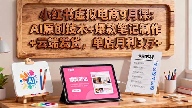 小红书虚拟电商9月课：AI原创技术+爆款笔记制作+云端发货，单店月利3万+-云阁资源网