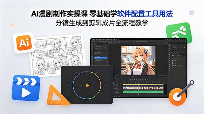 AI漫剧制作实操课 零基础学软件配置工具用法 分镜生成到剪辑成片全流程教学-云阁资源网