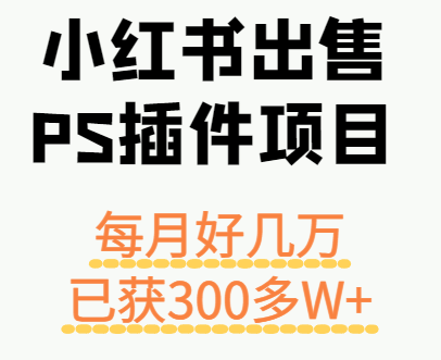 小红书出售PS插件项目，每月都收入好几万，长期操作已获利300多W+-云阁资源网