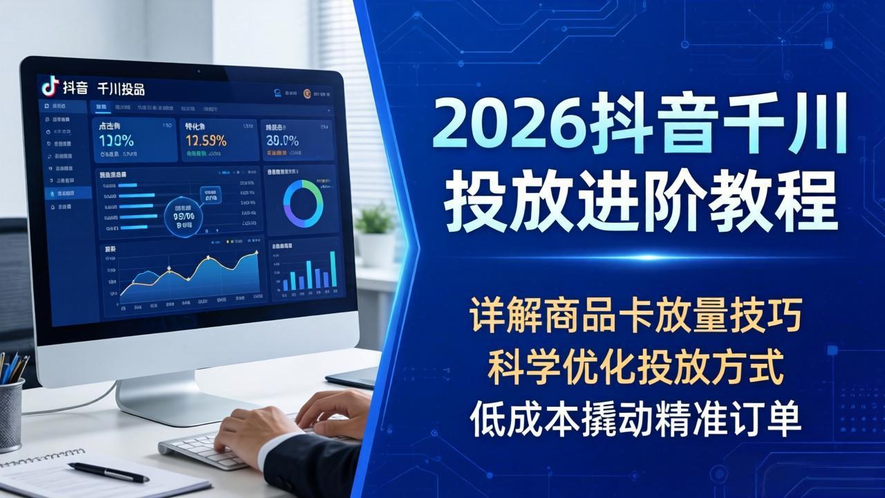 2026抖音千川投放进阶教程，详解商品卡放量技巧，科学优化投放方式，低成本撬动精准订单-云阁资源网