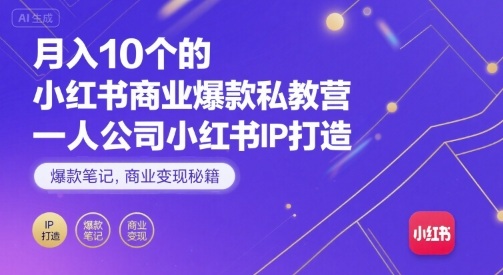 月入10个的小红书商业爆款私教营，一人公司小红书IP打造，爆款笔记，商业变现秘籍-云阁资源网