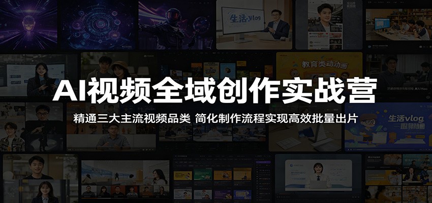 AI视频全域创作实战营:精通三大主流视频品类,简化制作流程实现高效批量出片-云阁资源网