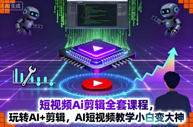 短视频Ai剪辑全套课程，玩转AI+剪辑，AI短视频教学小白变大神-云阁资源网