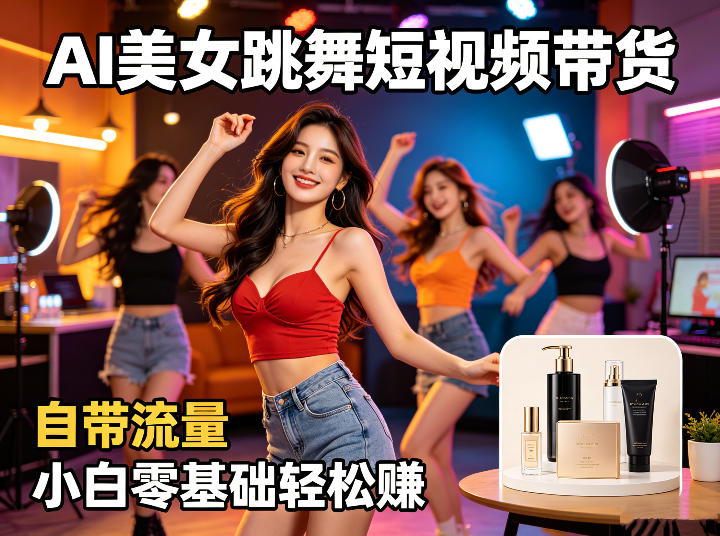 AI美女跳舞短视频带货：自带流量，小白零基础轻松賺，详细拆解-云阁资源网
