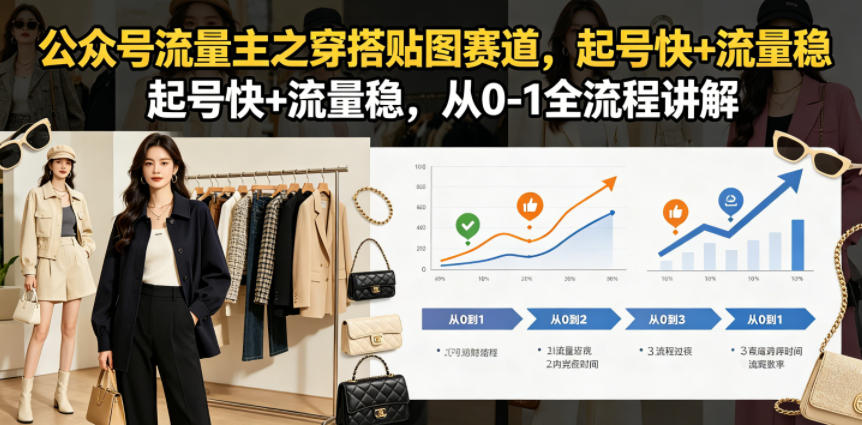公众号流量主之穿搭贴图赛道,起号快+流量稳,从0-1全流程讲解-云阁资源网