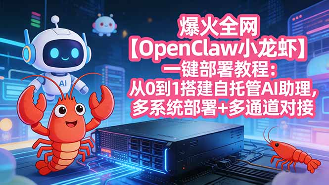 爆火全网【OpenClaw 小龙虾】一键部署教程：从0到1搭建自托管AI助理，多系统部署+多通道对接-云阁资源网