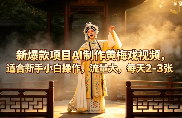新爆款项目AI制作黄梅戏视频，适合新手小白操作，流量大，每天2-3张-云阁资源网