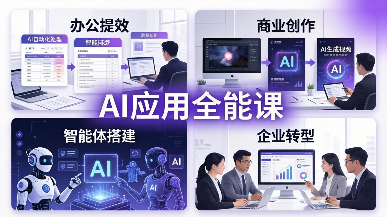 AIGC 应用师全能课-更新：办公提效、商业创作、智能体搭建、企业转型，一站式学会AI应用-云阁资源网
