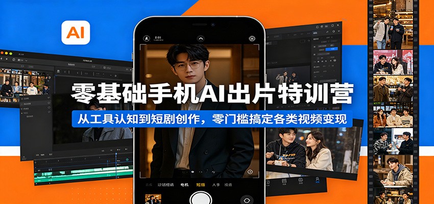 零基础手机AI出片特训营：从工具认知到短剧创作，零门槛搞定各类视频变现-云阁资源网