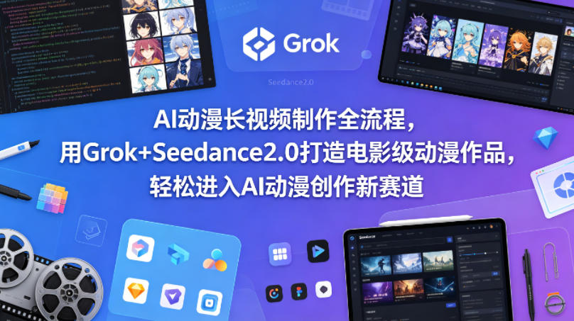 AI动漫长视频制作全流程，用Grok+Seedance2.0打造电影级动漫作品，轻松进入AI动漫创作新赛道-云阁资源网