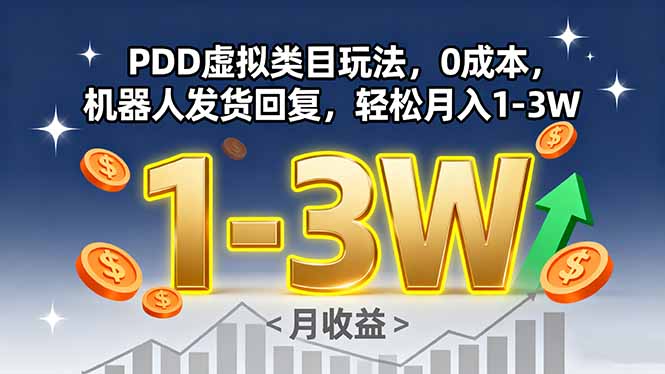 PDD虚拟类目玩法，0成本，机器人发货回复，轻松月入1-3W-云阁资源网