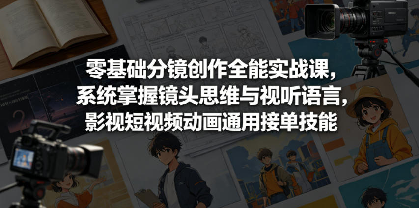 零基础分镜创作全能实战课,系统掌握镜头思维与视听语言,影视短视频动画通用接单技能-云阁资源网