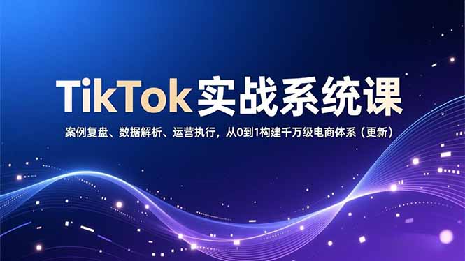 TikTok实战系统课，案例复盘、数据解析、运营执行，从0到1构建千万级电商体系(更新-云阁资源网