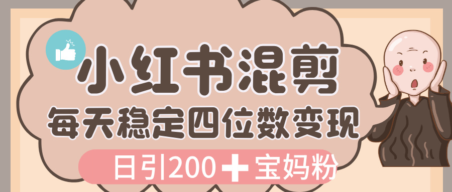 价值 3980 的小红书混剪， 虚拟变现，日引 200+宝妈创业粉，每天稳定四位数变现-云阁资源网