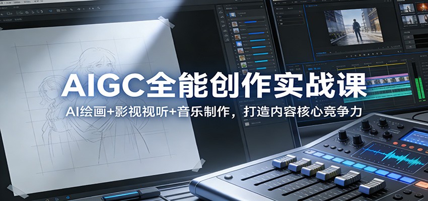 AIGC全能创作实战课：AI绘画+影视视听+音乐制作，打造内容核心竞争力-云阁资源网