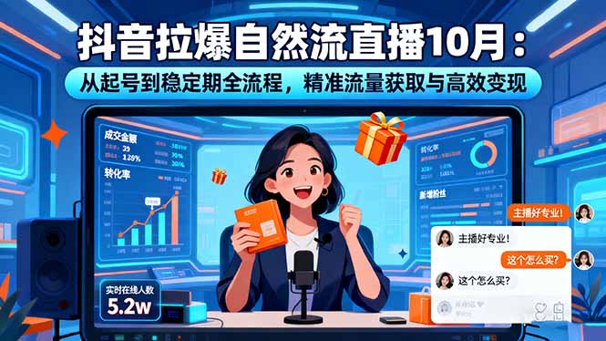 抖音拉爆自然流直播10月：从起号到稳定期全流程，精准流量获取与高效变现-云阁资源网