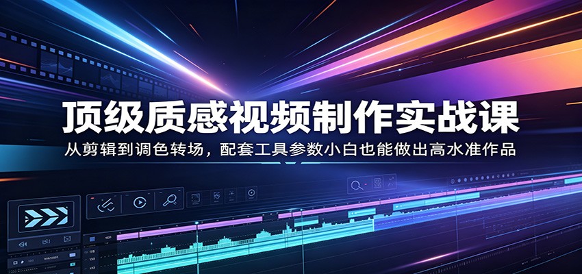 顶级质感视频制作实战课：从剪辑到调色转场，配套工具参数小白也能做出高水准作品-云阁资源网
