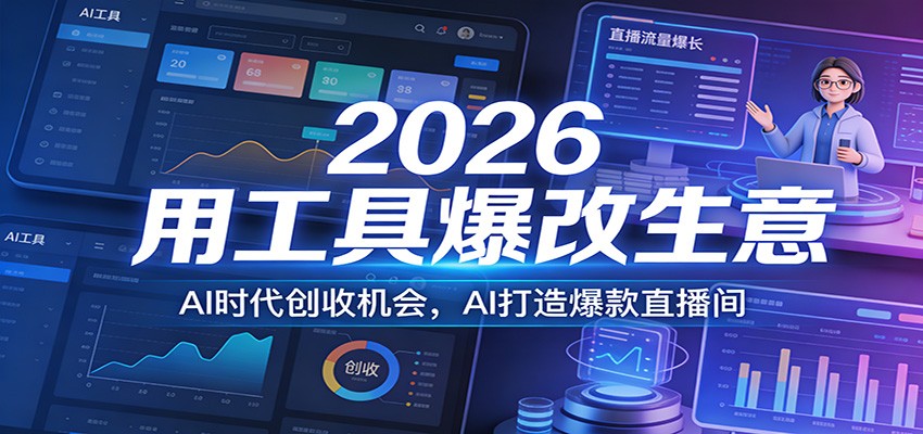 2026用工具爆改生意，AI时代创收机会，AI打造爆款直播间-云阁资源网
