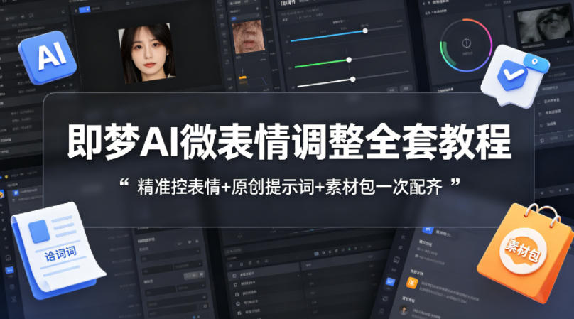 即梦AI微表情调整全套教程，精准控表情+原创提示词+素材包一次配齐-云阁资源网