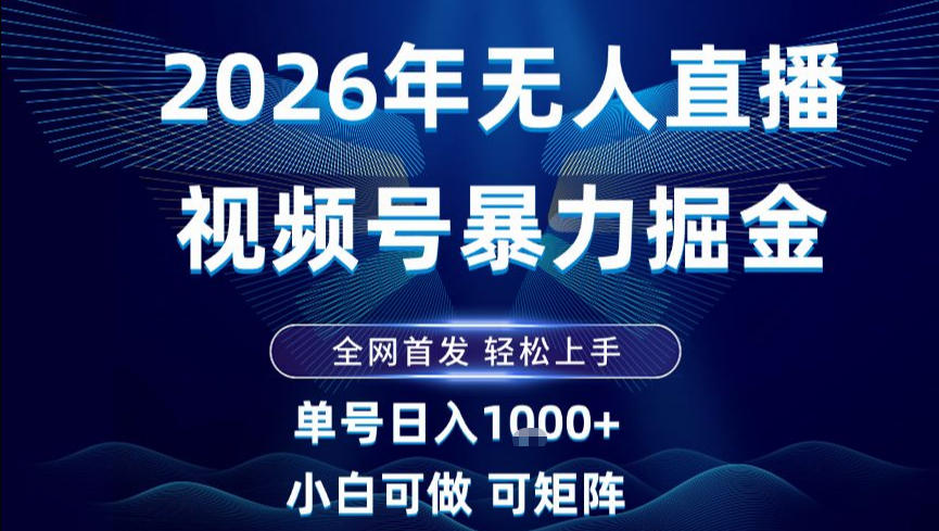 2026最新视频号无人直播掘金，全网首发，小白可以玩，长期稳定日入1k+【揭秘】-云阁资源网