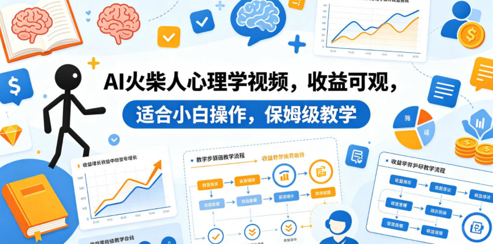 AI火柴人心理学视频，收益可观，适合小白操作，保姆级教学-云阁资源网
