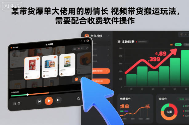 某带货爆单大佬用的剧情长视频带货搬运玩法，需要配合收费软件操作-云阁资源网