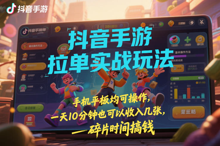 抖音手游拉单实战玩法,手机平板均可操作,一天10分钟也可以收入几张,碎片时间搞钱【揭秘】-云阁资源网