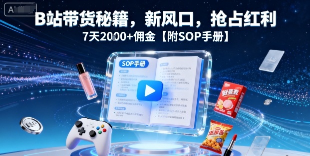 B站带货秘籍，新风口，抢占红利，7天2k+佣金【附SOP手册】-云阁资源网