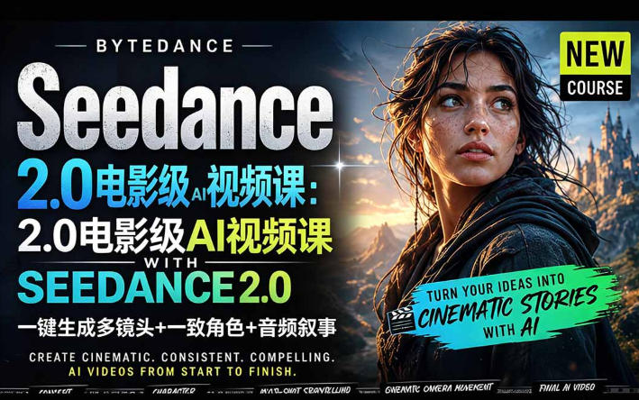 字节跳动的Seedance 2.0 AI电影视频生成制作教程，一键生成多镜头+一致角色+音频叙事-中英字幕-云阁资源网