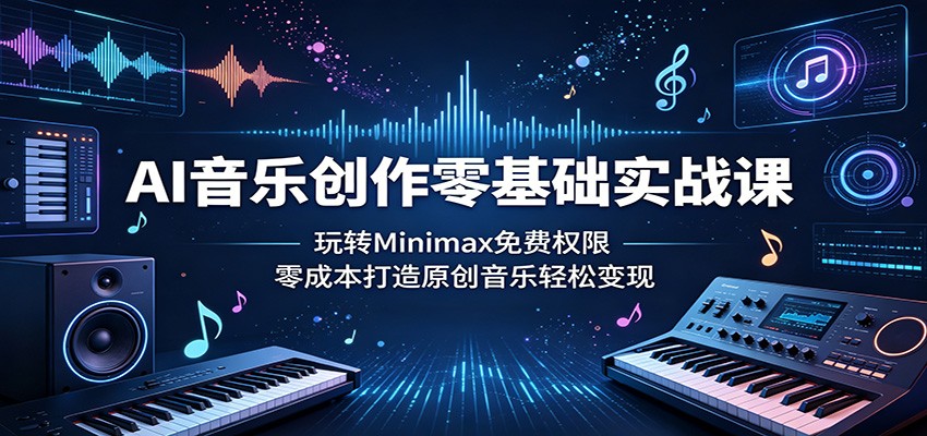 AI音乐创作零基础实战课：玩转Minimax免费权限，零成本打造原创音乐轻松变现-云阁资源网
