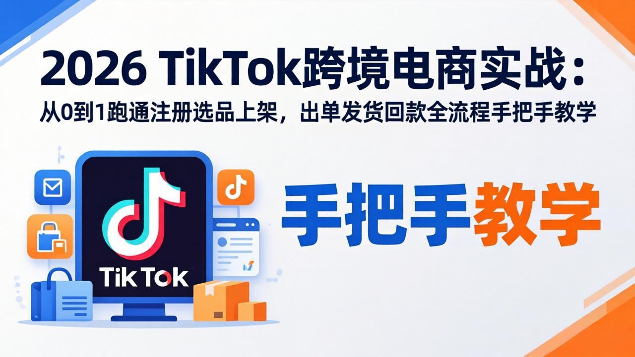 2026TikTok跨境电商实战：从0到1跑通注册选品上架，出单发货回款全流程手把手教学-云阁资源网