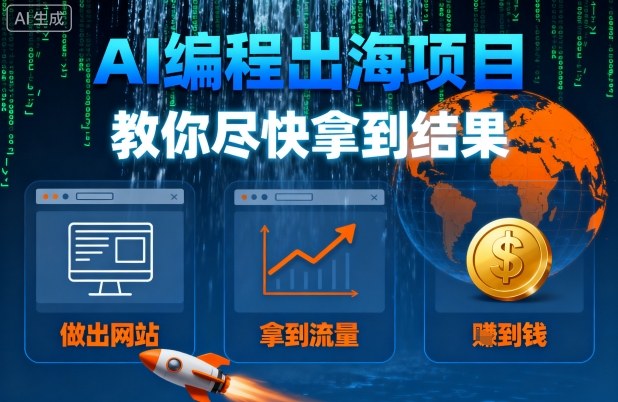 AI编程出海项目，教你尽快拿到结果-做出网站、拿到流量、賺到钱-云阁资源网