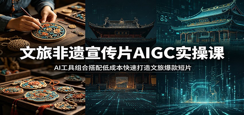 文旅非遗宣传片AIGC实操课：AI工具组合搭配低成本快速打造文旅爆款短片-云阁资源网