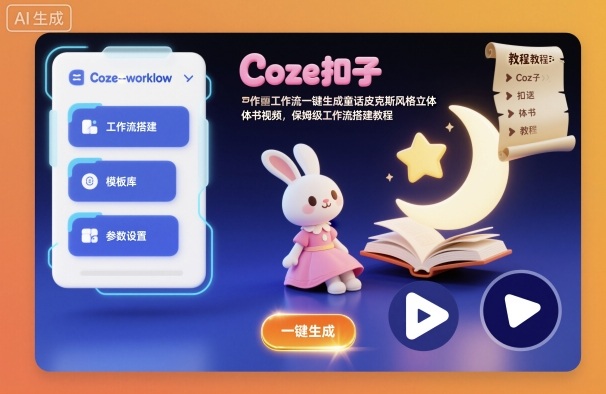 Coze扣子工作流一键生成童话皮克斯风格立体书视频，保姆级工作流搭建教程-云阁资源网