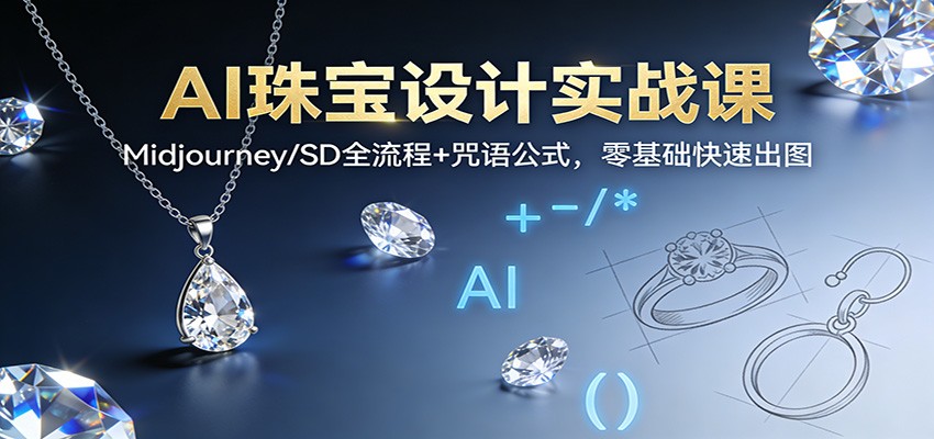 AI珠宝设计实战课:Midjourney/SD全流程+咒语公式,零基础快速出图-云阁资源网