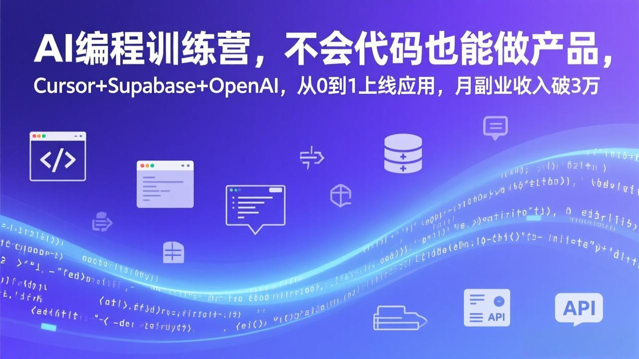 AI编程训练营，不会代码也能做产品，Cursor+Supabase+OpenAI，从0到1上线应用，月副业收入破3万-云阁资源网