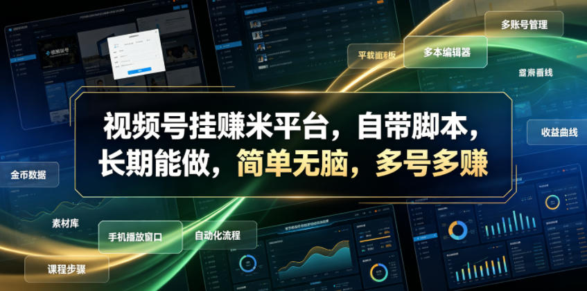 视频号挂賺米平台，自带脚本，长期能做，简单无脑，多号多賺【揭秘】-云阁资源网