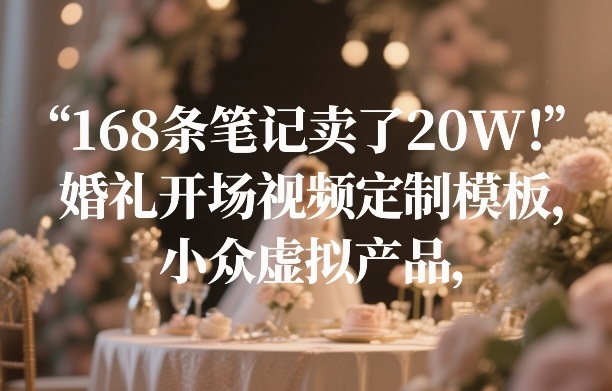 168条笔记卖了20W！婚礼开场视频定制模板，小众虚拟产品-云阁资源网
