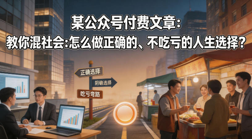 某公众号付费文章：教你混社会：怎么做正确的、不吃亏的人生选择？-云阁资源网