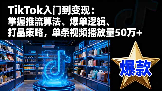 TikTok入门到变现：掌握推流算法、爆单逻辑、打品策略，单条视频播放量50w-云阁资源网