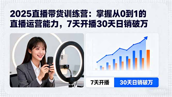 2025直播带货训练营：掌握从0到1的直播运营能力，7天开播30天日销破万-云阁资源网