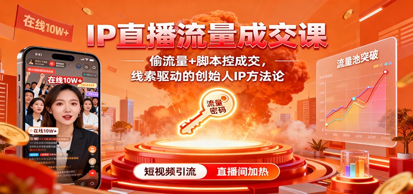 IP直播流量成交课:偷流量+脚本控成交,线索驱动的创始人IP方法论-云阁资源网