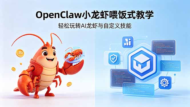不用懂技术！OpenClaw小龙虾喂饭式教学，轻松玩转AI龙虾与自定义技能-云阁资源网