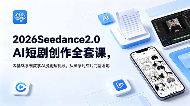 2026Seedance2.0AI短剧创作全套课，零基础系统教学AI漫剧短视频，从灵感到成片完整落地-云阁资源网