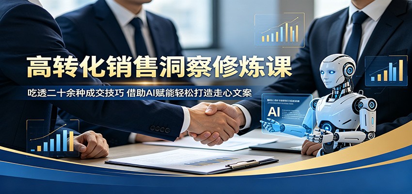 高转化销售洞察修炼课：吃透二十余种成交技巧，借助AI赋能轻松打造走心文案-云阁资源网