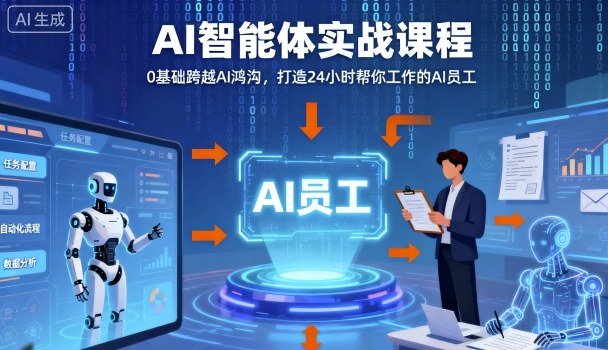 Ai智能体实战课程，0基础跨越Ai鸿沟，打造24小时帮你工作的Ai员工，打破常规，以实战定义Ai-云阁资源网