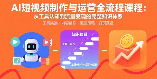 AI短视频制作与运营全流程课程：从工具认知到流量变现的完整知识体系-云阁资源网