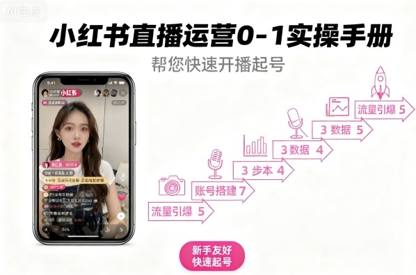 小红书直播运营0-1实操手册，帮您快速开播起号-云阁资源网